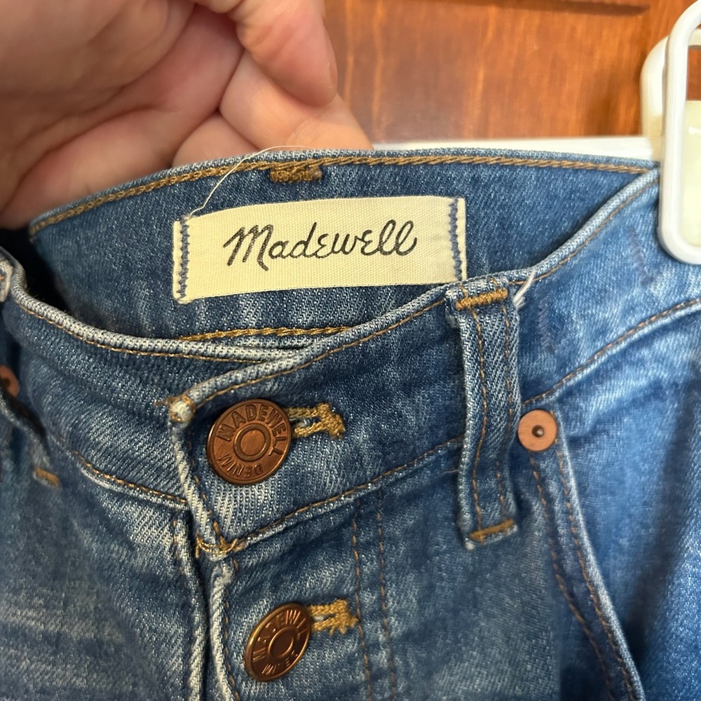 Madewell High Rise Button-Fly Straight Crop Jeans in Medium Blue - Picture 5 of 8